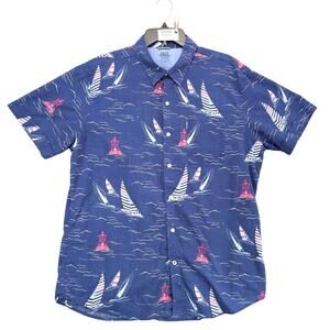 Izod Saltwater Nautical Sailing Button Up Shirt Men's XL Relaxed Classics Retro